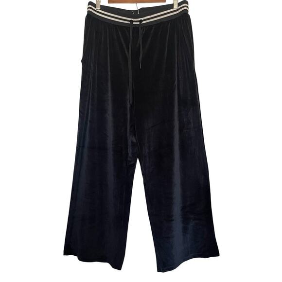 Victoria's Secret Pants - Victorias Secret‎ Velour Wide Leg Pants XL Black Elastic Waist Y2K